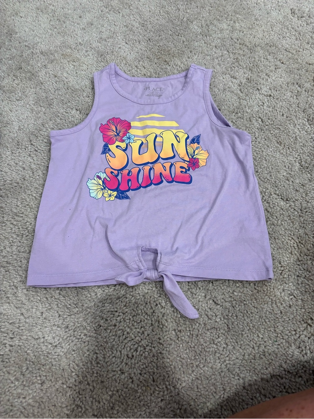 The Children's Place Lavender Tie-Front Tank with Sunshine Graphic